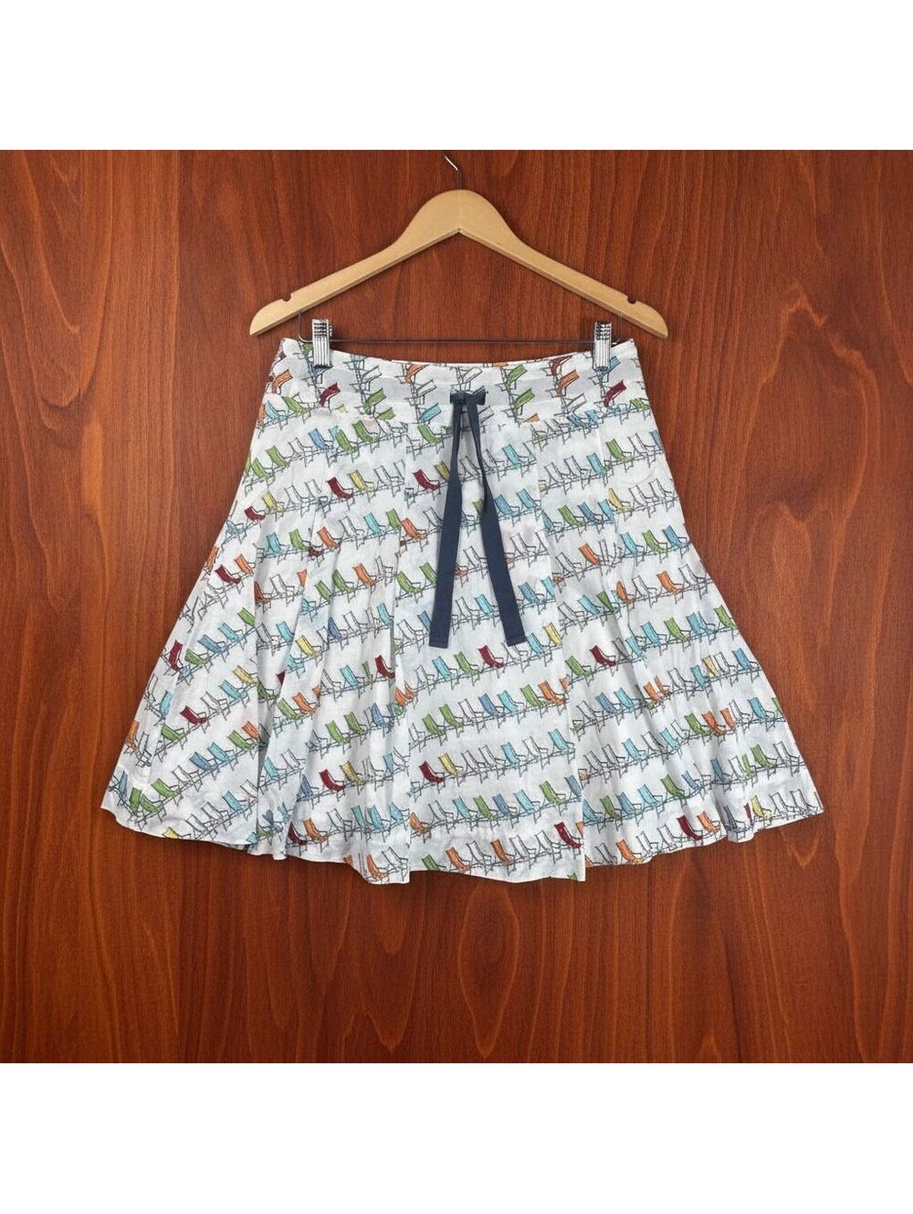 Liz Claiborne Beach Chair Print A-Line Skirt Women's Size 6P Drawstring Boho